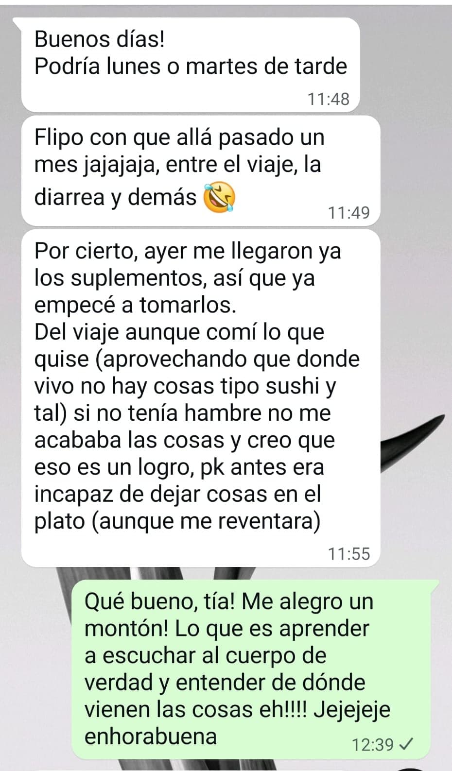 Mensaje real de una paciente de Irene