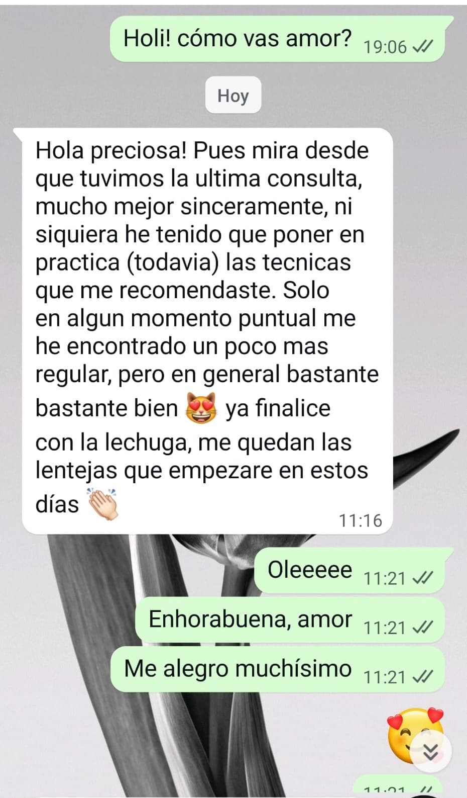 Mensaje real de una paciente de Irene