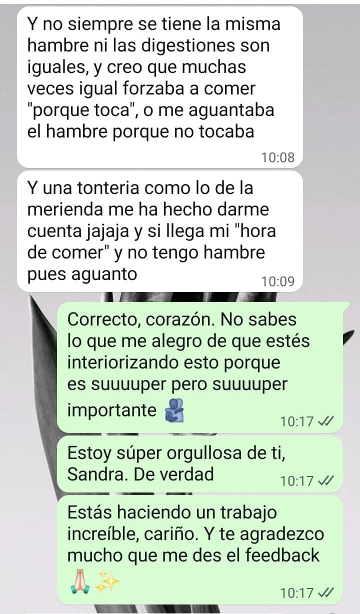 Mensaje real de una paciente de Irene