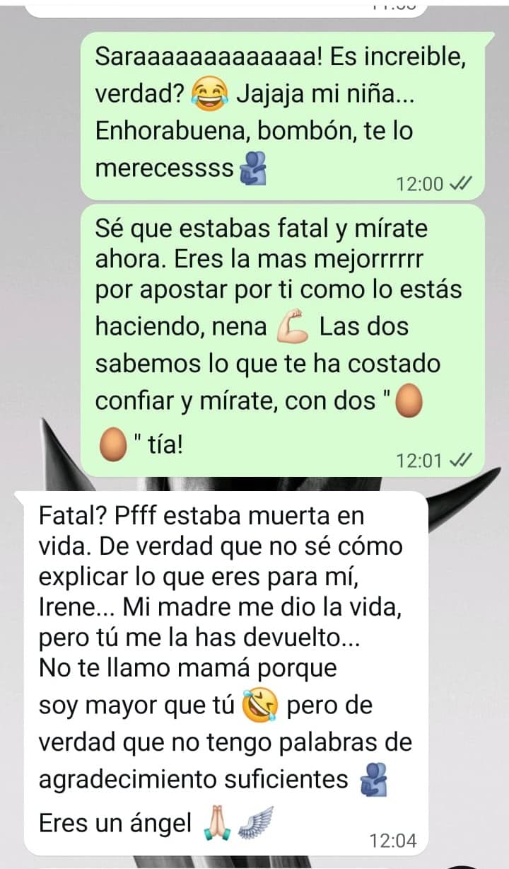 Mensaje real de una paciente de Irene