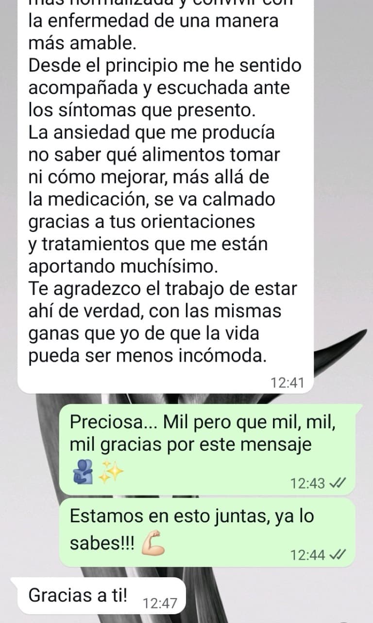 Mensaje real de una paciente de Irene